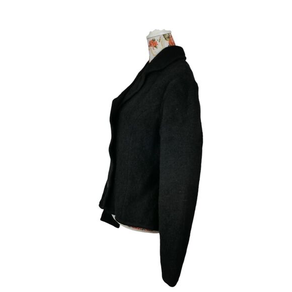 Land's End Size 14 Boiled Wool Textured Sweater Jacket  Fitted Vintage Structure - Picture 4 of 10